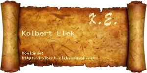 Kolbert Elek névjegykártya